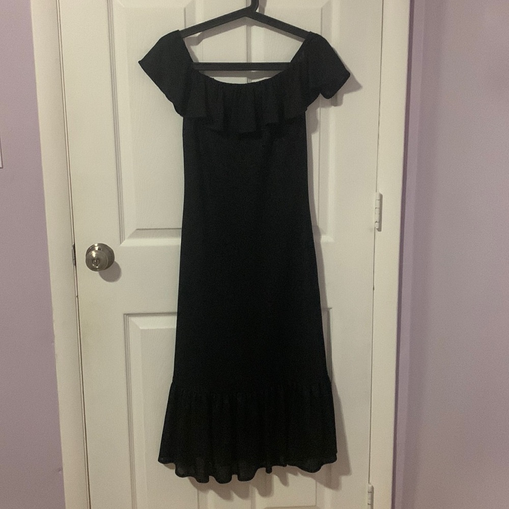 Wanko off the shoulder maxi black dress